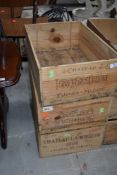 Three wooden wine crates