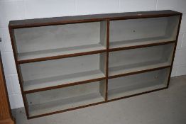 A vintage open bookcase or wall shelf, width approx.166cm