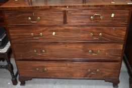 A 19th Century mahogany chest of two over three drawers, width approx. 113cm