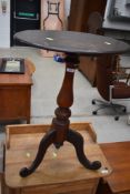 A Victorian occasional pedestal table having oval top, diameter approx. 53cm