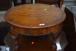 A low centre table with ball and claw feet hardwood mahogany frame with exotic veneer top 32 cm tall