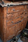 A distressed side cabinet, approx dimensions W80cm D42cm H112cm