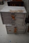 A pair of vintage aluminium parts drawers, each approx. 46 x 33 x 32cm