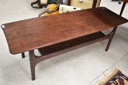 A dark stained G plan coffee table, approx 116 x 39cm