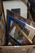 A selection of original art works and prints including oil on board