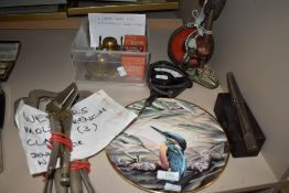 A selection of hardware including Mole grips and Volt meter