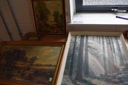 A selection of gilt effect plaster frames and prints