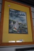 A framed original watercolour depicting Boating scene,signed T K.
