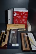 A collection of pens Parker, Watermans and similar amongst the lots.