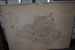 A large print on board of a map of Durham