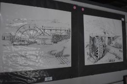 Two prints of local interest including Coniston copper mine, indistinctly signed.