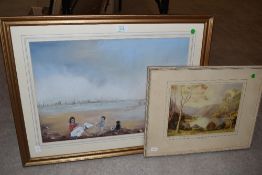 An original pastel of beach scene and similar