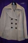 A ladies beige double breasted coat by Wallis, size 12.