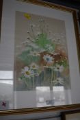 An impressionist Gouache or floral scene signed J Norman