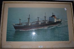 an original large size full colour print of Cunard boat Samaria