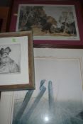 A set of three prints including Russell Flint, JS wade and similar.