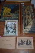 A selection of prints including small L S Lowery