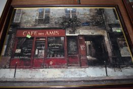 A large modern print of a French Cafe