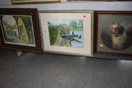 An original art work of RAF plane and signed print after S. Buckley