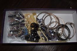 A small selection of costume jewellery including magnetic beads, simulated pearls, bangles etc