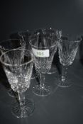 Six Waterford wine glasses or sherry glasses.