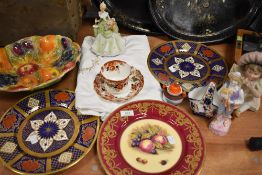 A mixture of ceramics, including Aynsley plates having fruit pattern and gilt detailing,an