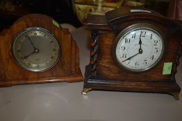Two small size art deco design clocks including Elliott and Walker and Hall