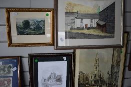 A selection of prints and original art work including Holm Ground Cottage Langdale