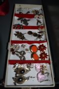 A selection of costume jewellery earrings including enamelled, diamante, murano glass etc