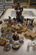 A box of decorative ornaments including Border Fine Arts, Leonardo, Lilliput etc