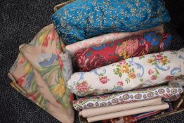 A mixed lot of fabric, mainly vintage including bark cloth, with a few modern pieces included,some