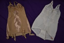 Two retro corselettes, one Triumph in white with lace inserts the other Fantasie (size 36c) both
