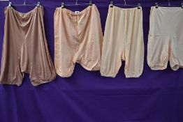 Four pairs of 1940s CC41 bloomers , all having really crisp clear utility labels, in various sizes