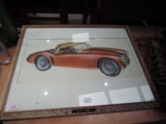An original air brush painting of an MGA signed to back; Roy Williamson creative advertising 1956,