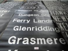 An original bus destination blind of local and lake district interest ,including Broughton,