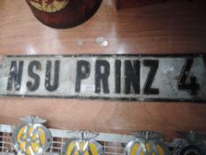 An NSU Prinz showroom number plate.