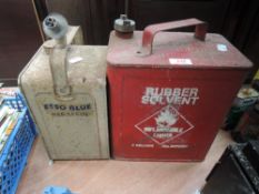 Two vintage garage tins including Esso blue and BP