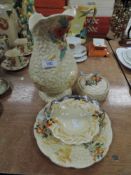 A collection of Clarice Cliff Celtic harvest including jug, plate, preserve dish and bon bon dish.