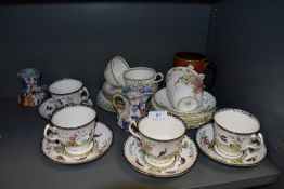 A selection of ceramics including Mintons and Melba bone china tea cups and saucers