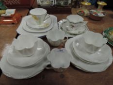 A collection of Shelley cups saucers and plates, 24 items in total including dainty white, Lowestoft