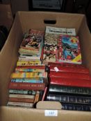 A box full of chidrens books,novels and observer books.