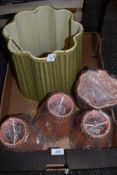 A selection of vintage chiffon lamp shades in pinks and green.
