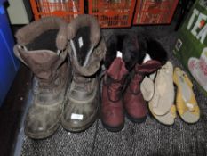 A selection of snow boots and ladies shoes