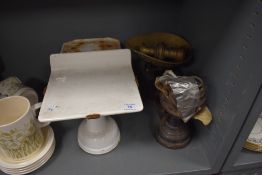 Two kitchen scale sets one with brass weights