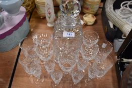 A selection of vintage Edinburgh crystal glasses including four tumblers, five wine glasses and