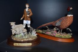 A Border Fine art style figure base and similar pheasant figure