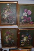 A selection of four oil on board still life paintings