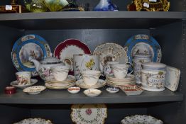 A selection of ceramics including tea pots and Royal Worcester Harvest Ring tea cups