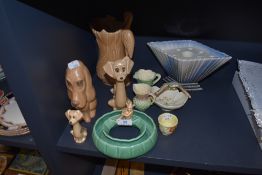 A good selection of Sylvac ware including large floral jug with stork detail in beige, smaller jugs,