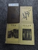 Four vintage books on coffee,tea,sugar and cocoa.